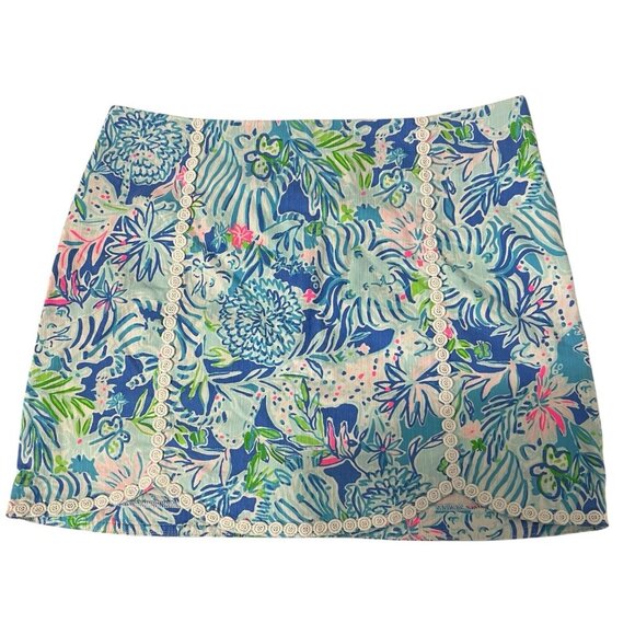 Lilly Pulitzer Patty Skort Size 8 Coastal Blue Lion Around 001547 Preppy Beach - Picture 1 of 10